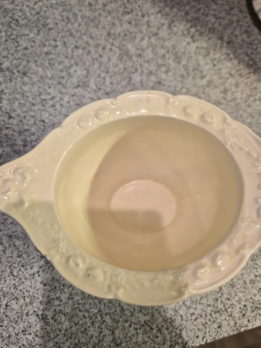 Vtg 1932 Homer Laughlin Virginia Rose Floral Sugar Bowl & Gravy Boat Set